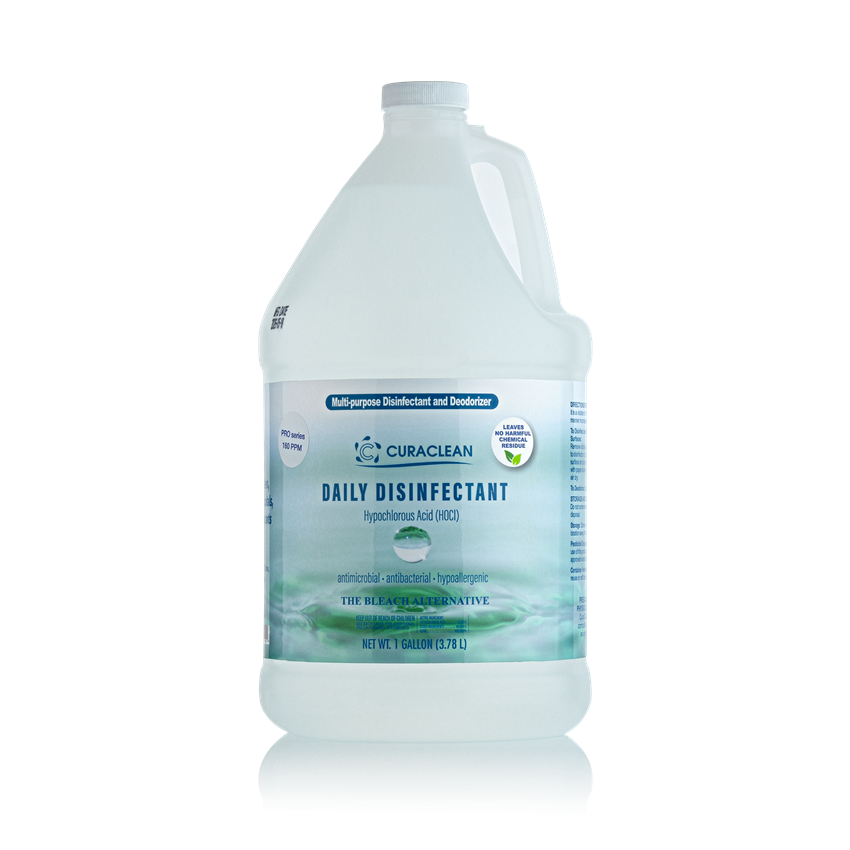 Gallon jug of CuraCleaner disinfectant